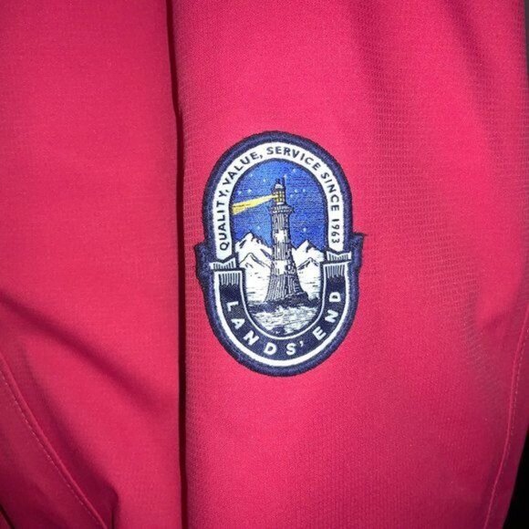 Lands End Red Hooded Waterproof Parka Coat W/ PrimaLoft Insulated Interior - Picture 4 of 7